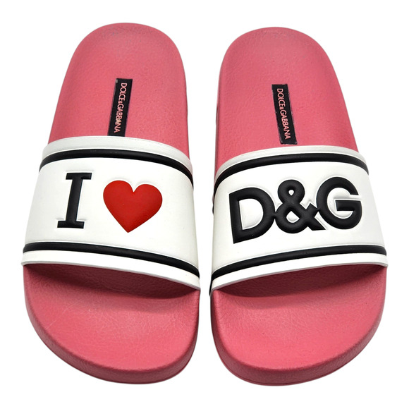 Dolce & Gabbana Logo Saint Barth Rubber Pool Slides Pink EU 36 US 6 - NWB $320 - Picture 4 of 7